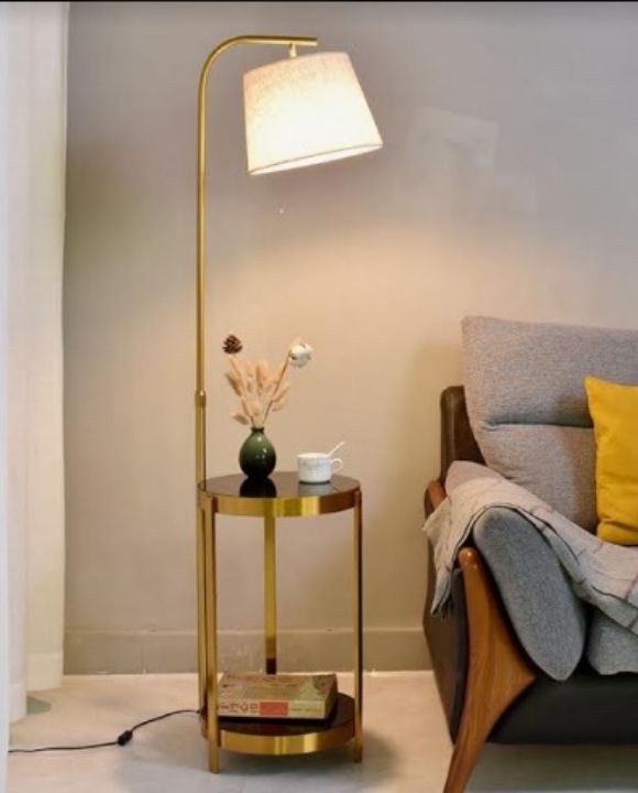 Alsen Gold Floor Lamp with Side Table | Urban Series
