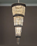 Mozart Black and Gold Crystal Staircase Chandelier | Luxury Series