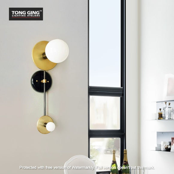 Volta Dual Gold and Black Wall Light