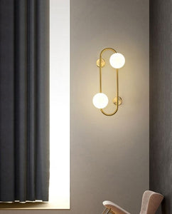 Aldous Dual Glass Balls Gold Wall Lamp | Designer Series