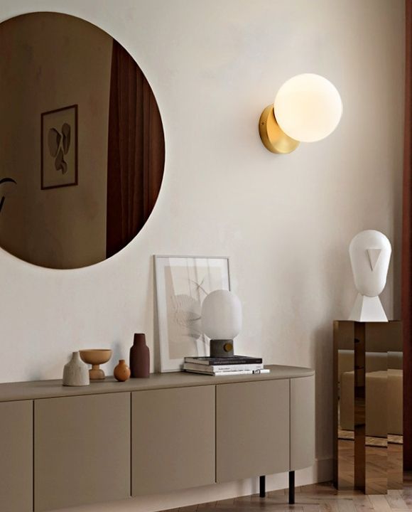 Kufra Gold and White Ball Wall Lamp | Urban Series