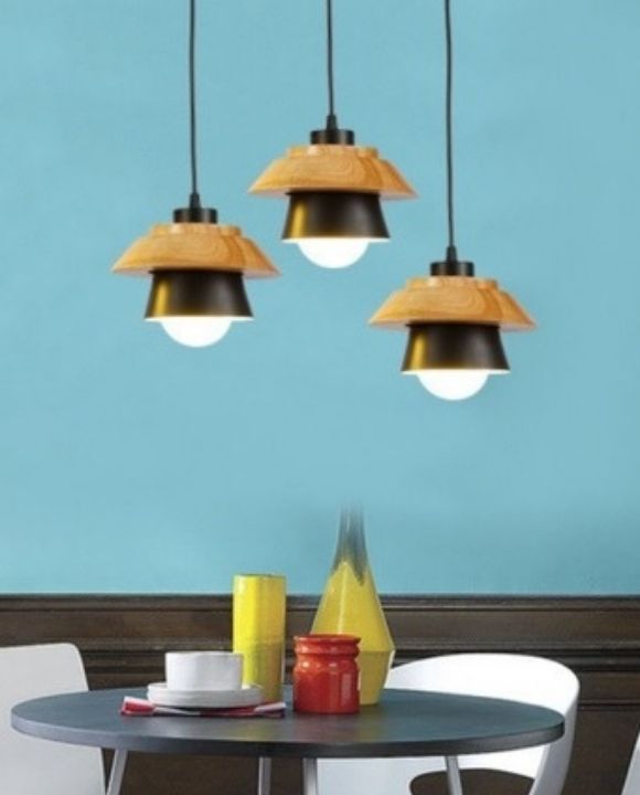 Darby Black and Wood Pendant Lamp | Minimalist Series