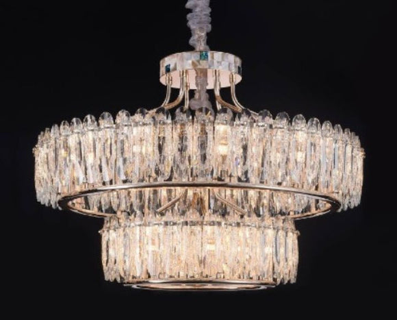 Clarence 2 Layers Chandelier with Textured Crystals | Modern Luxury Series