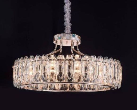 Clarence Single Layer Chandelier with Textured Crystals | Modern Luxury Series