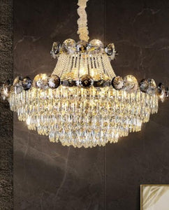 Vesevius Chandelier with Smokey Black and Clear Crystals | Modern Luxury Series