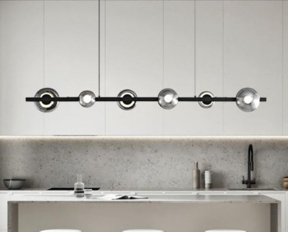 Lukante Black Pendant Lamp with Smokey Black Glass | Modern Collection