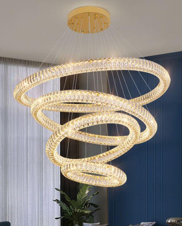 Camilla 4 - Rings Gold Crystal Chandelier | Luxury Series