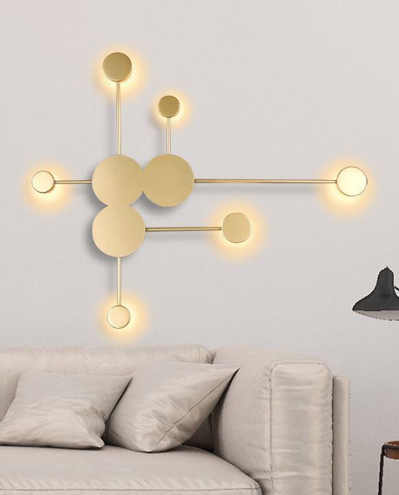 Globe 9 Bulb Gold Atom Wall Light | Classy Design