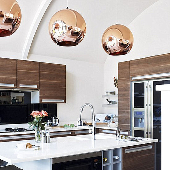 Sphere Rose Gold Pendant Lamp | Chrome Design